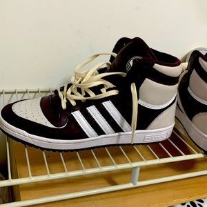 Adidas original high tops, burgundy